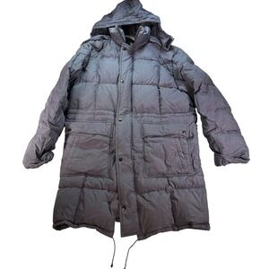 Vintage Iceman by Down Lite Men Puffer‎ Parka Jacket Grey Blue Hooded Size L